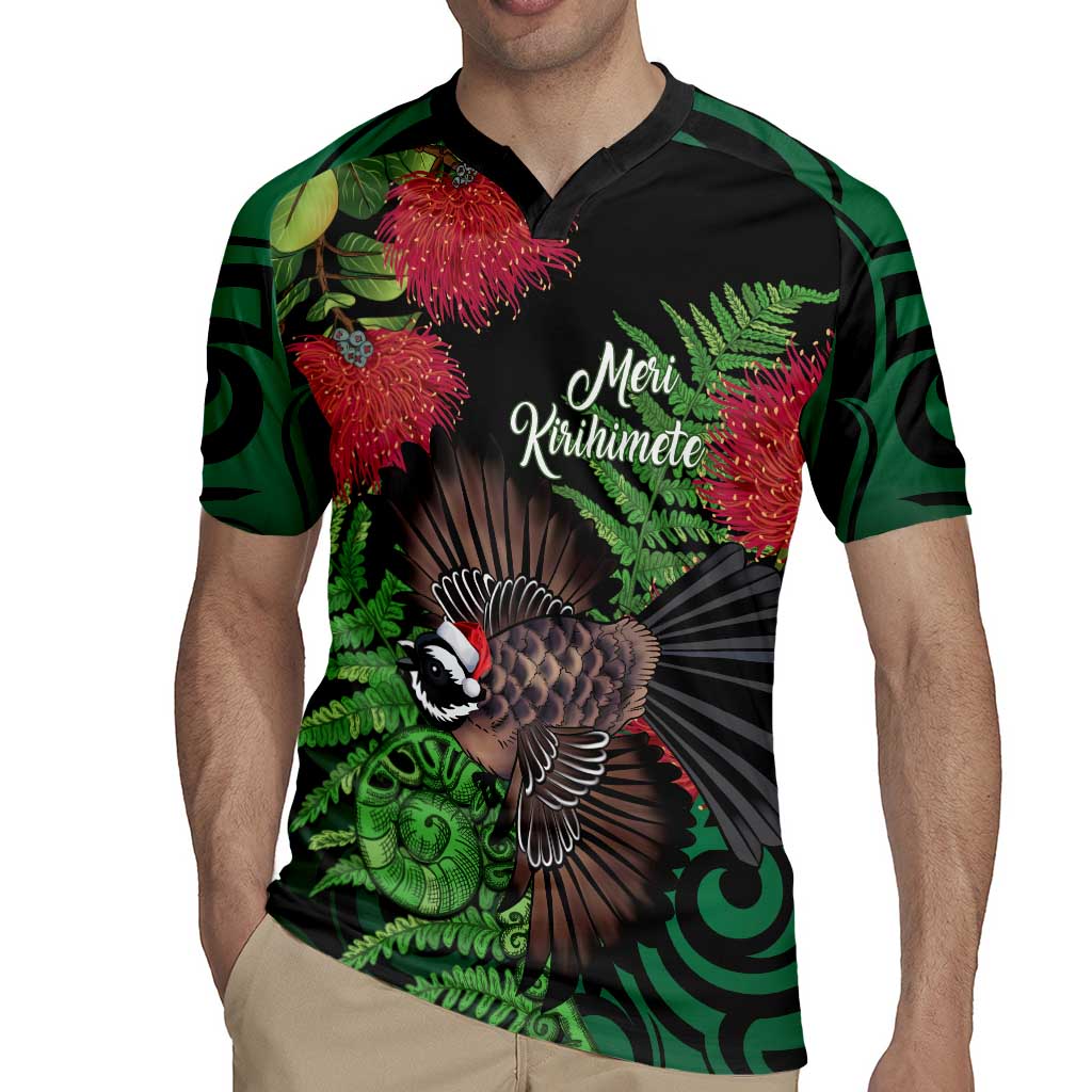 Meri Kirihimete New Zealand Rugby Jersey Piwakawaka Koru Fern Mix Pohutukawa - Aussie Hoodie