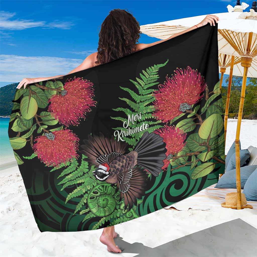 Meri Kirihimete New Zealand Sarong Piwakawaka Koru Fern Mix Pohutukawa - Aussie Hoodie