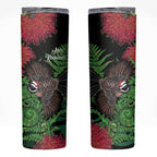 Meri Kirihimete New Zealand Skinny Tumbler Piwakawaka Koru Fern Mix Pohutukawa - Aussie Hoodie