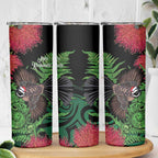 Meri Kirihimete New Zealand Skinny Tumbler Piwakawaka Koru Fern Mix Pohutukawa - Aussie Hoodie
