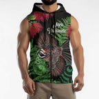 Meri Kirihimete New Zealand Sleeveless Zip Hoodie Piwakawaka Koru Fern Mix Pohutukawa LT14