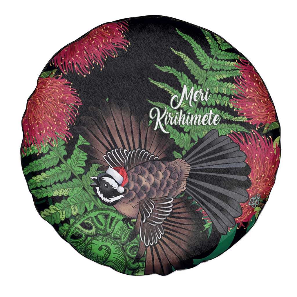 Meri Kirihimete New Zealand Spare Tire Cover Piwakawaka Koru Fern Mix Pohutukawa - Aussie Hoodie