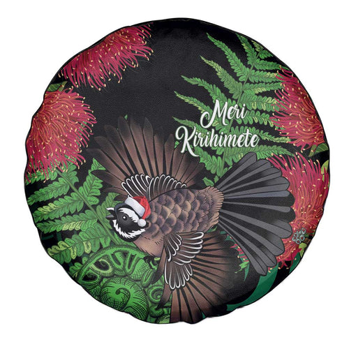 Meri Kirihimete New Zealand Spare Tire Cover Piwakawaka Koru Fern Mix Pohutukawa - Aussie Hoodie