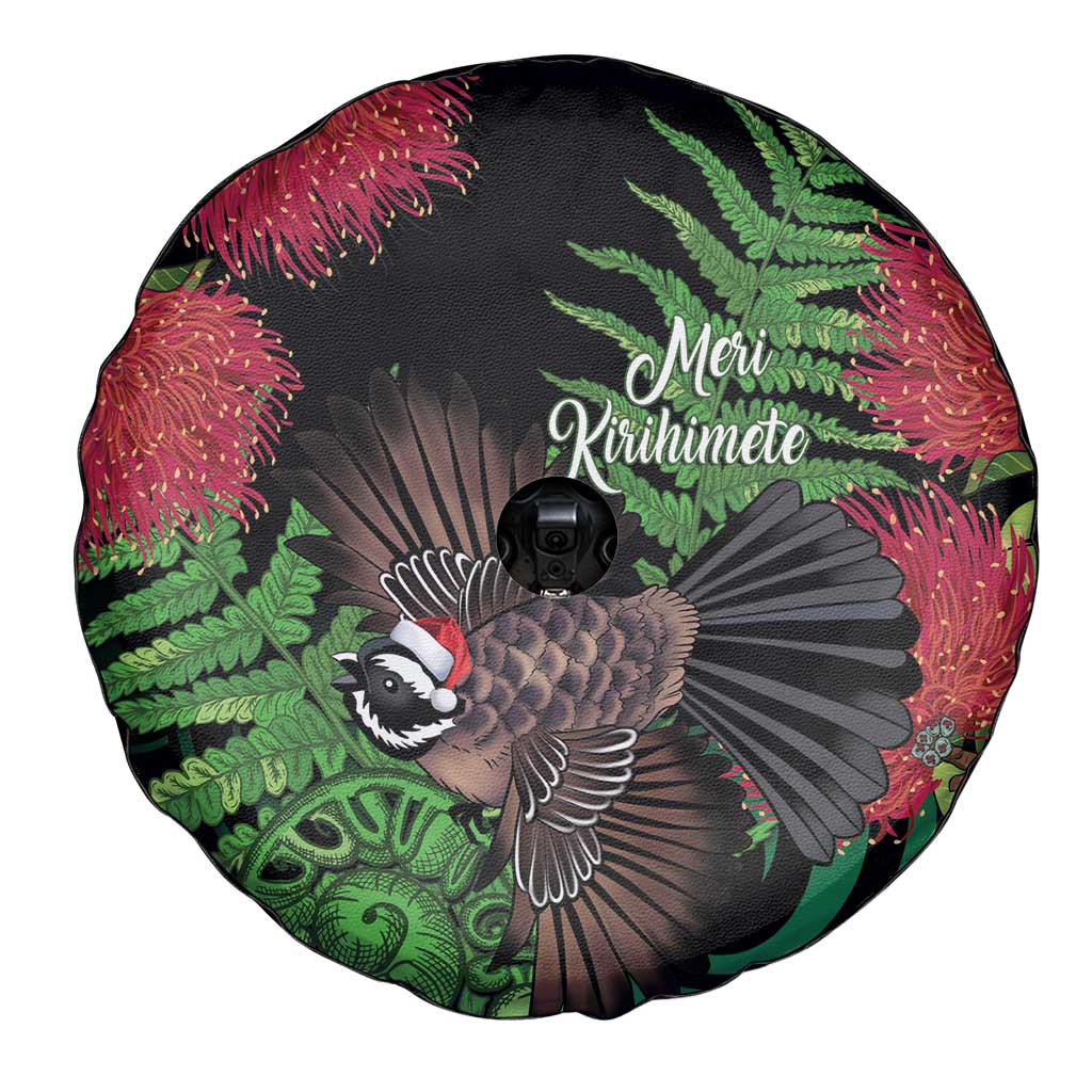 Meri Kirihimete New Zealand Spare Tire Cover Piwakawaka Koru Fern Mix Pohutukawa - Aussie Hoodie