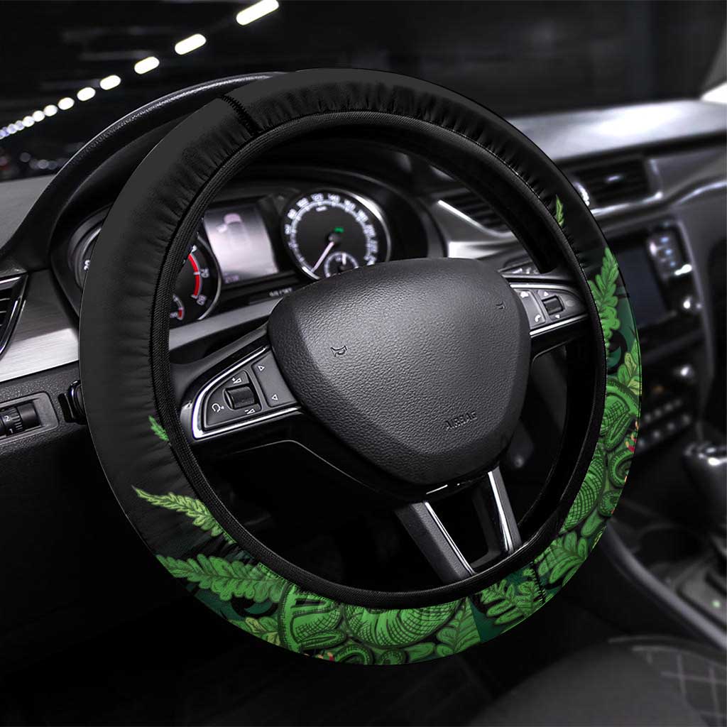 Meri Kirihimete New Zealand Steering Wheel Cover Piwakawaka Koru Fern Mix Pohutukawa - Aussie Hoodie