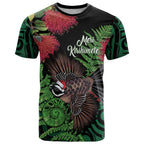 Meri Kirihimete New Zealand T Shirt Piwakawaka Koru Fern Mix Pohutukawa - Aussie Hoodie