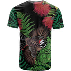 Meri Kirihimete New Zealand T Shirt Piwakawaka Koru Fern Mix Pohutukawa - Aussie Hoodie