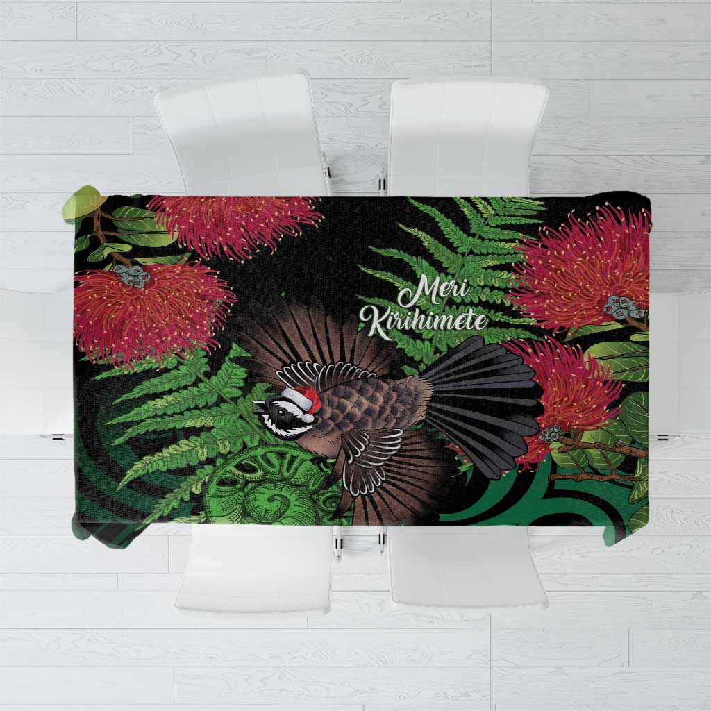Meri Kirihimete New Zealand Tablecloth Piwakawaka Koru Fern Mix Pohutukawa - Aussie Hoodie