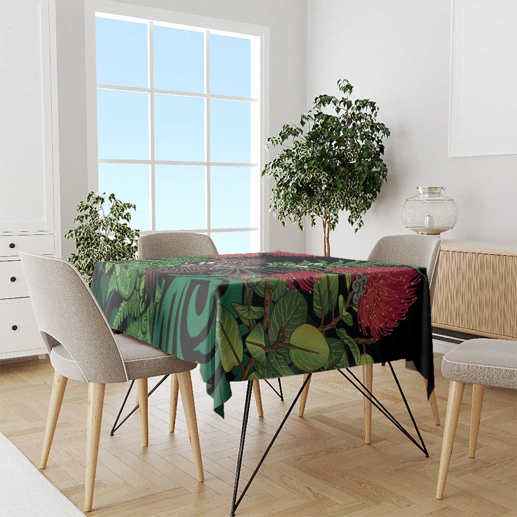 Meri Kirihimete New Zealand Tablecloth Piwakawaka Koru Fern Mix Pohutukawa - Aussie Hoodie