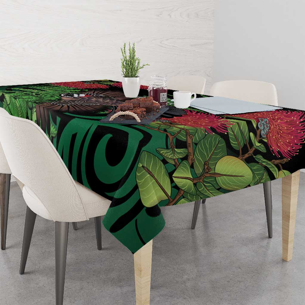 Meri Kirihimete New Zealand Tablecloth Piwakawaka Koru Fern Mix Pohutukawa - Aussie Hoodie