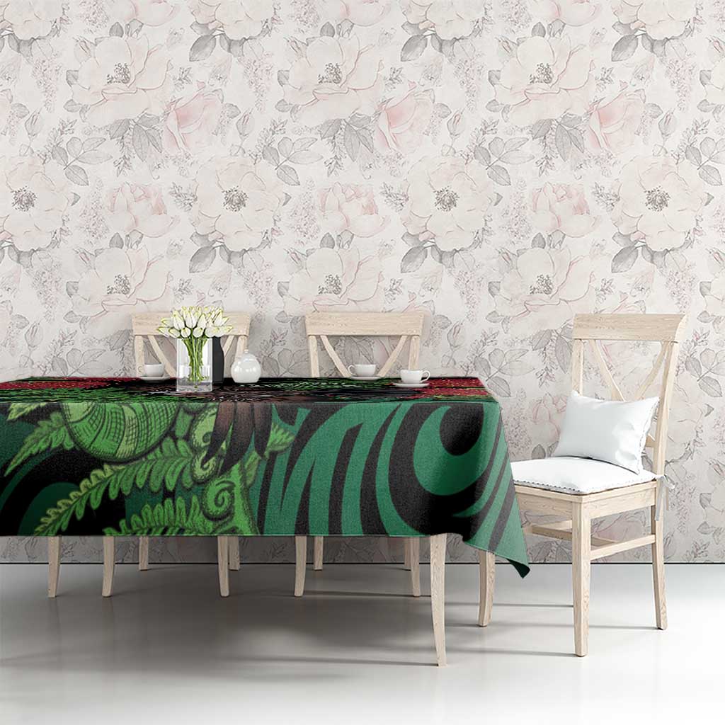 Meri Kirihimete New Zealand Tablecloth Piwakawaka Koru Fern Mix Pohutukawa - Aussie Hoodie