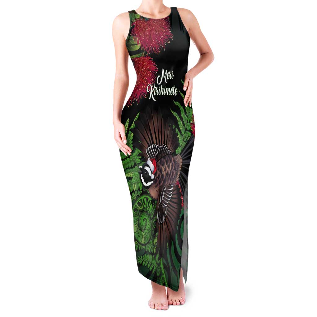 Meri Kirihimete New Zealand Tank Maxi Dress Piwakawaka Koru Fern Mix Pohutukawa - Aussie Hoodie