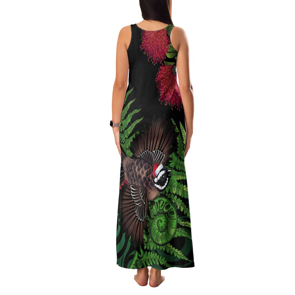 Meri Kirihimete New Zealand Tank Maxi Dress Piwakawaka Koru Fern Mix Pohutukawa - Aussie Hoodie
