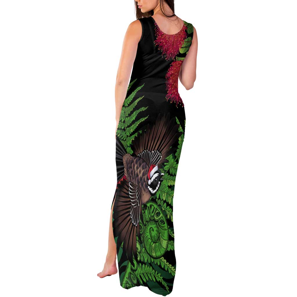 Meri Kirihimete New Zealand Tank Maxi Dress Piwakawaka Koru Fern Mix Pohutukawa - Aussie Hoodie