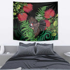 Meri Kirihimete New Zealand Tapestry Piwakawaka Koru Fern Mix Pohutukawa - Aussie Hoodie