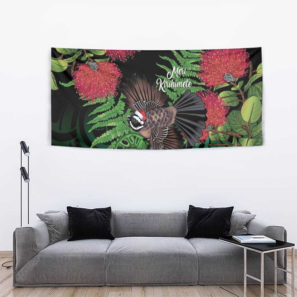 Meri Kirihimete New Zealand Tapestry Piwakawaka Koru Fern Mix Pohutukawa - Aussie Hoodie