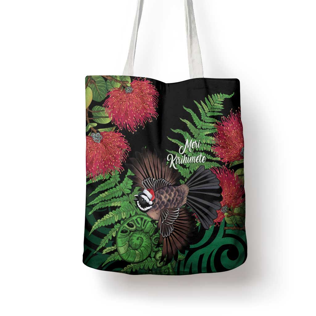 Meri Kirihimete New Zealand Tote Bag Piwakawaka Koru Fern Mix Pohutukawa - Aussie Hoodie