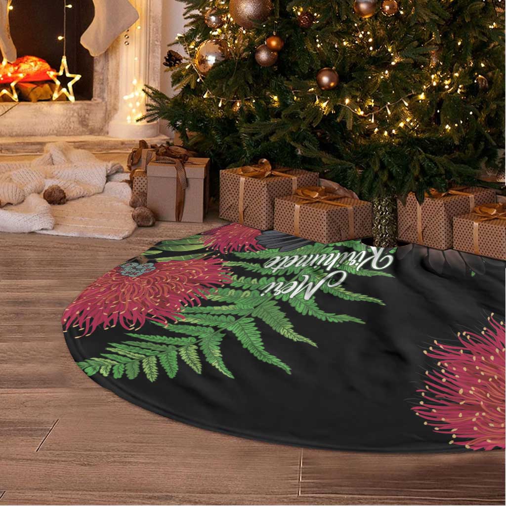 Meri Kirihimete New Zealand Tree Skirt Piwakawaka Koru Fern Mix Pohutukawa - Aussie Hoodie