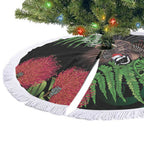 Meri Kirihimete New Zealand Tree Skirt Piwakawaka Koru Fern Mix Pohutukawa - Aussie Hoodie