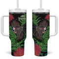Meri Kirihimete New Zealand Tumbler With Handle Piwakawaka Koru Fern Mix Pohutukawa - Aussie Hoodie