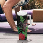 Meri Kirihimete New Zealand Tumbler With Handle Piwakawaka Koru Fern Mix Pohutukawa - Aussie Hoodie