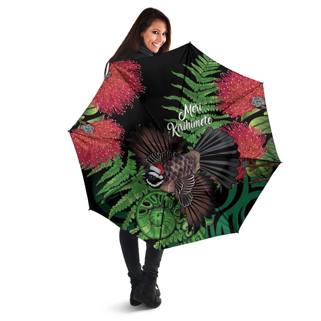 Meri Kirihimete New Zealand Umbrella Piwakawaka Koru Fern Mix Pohutukawa - Aussie Hoodie
