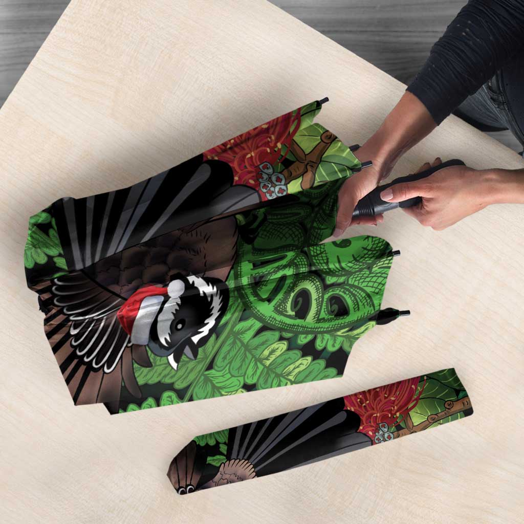 Meri Kirihimete New Zealand Umbrella Piwakawaka Koru Fern Mix Pohutukawa - Aussie Hoodie