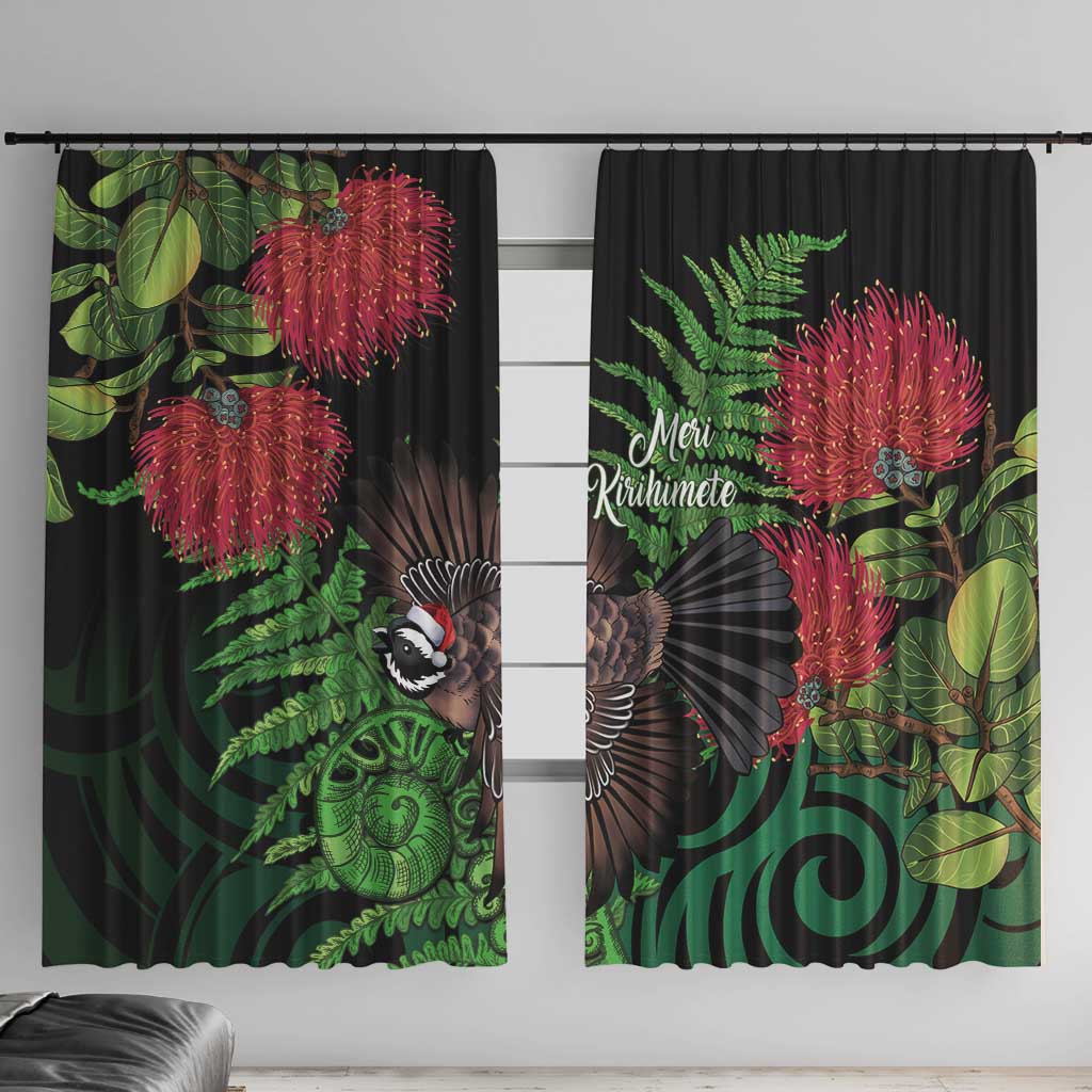 Meri Kirihimete New Zealand Window Curtain Piwakawaka Koru Fern Mix Pohutukawa - Aussie Hoodie