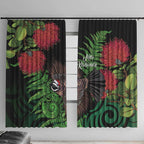 Meri Kirihimete New Zealand Window Curtain Piwakawaka Koru Fern Mix Pohutukawa - Aussie Hoodie