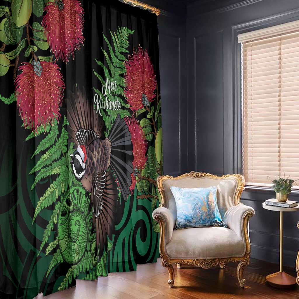 Meri Kirihimete New Zealand Window Curtain Piwakawaka Koru Fern Mix Pohutukawa - Aussie Hoodie