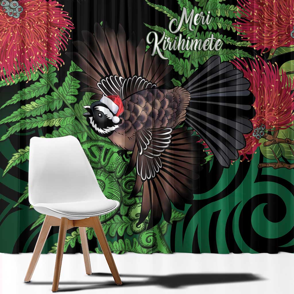 Meri Kirihimete New Zealand Window Curtain Piwakawaka Koru Fern Mix Pohutukawa - Aussie Hoodie