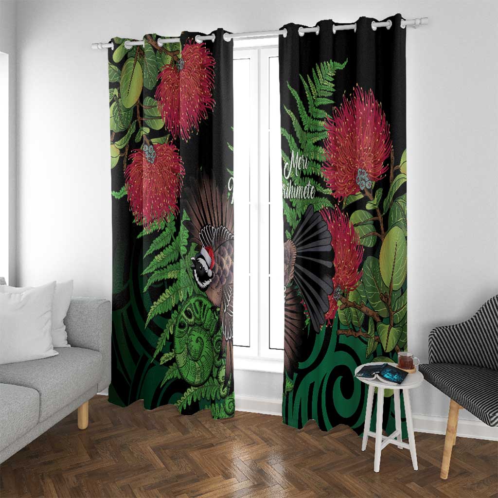 Meri Kirihimete New Zealand Window Curtain Piwakawaka Koru Fern Mix Pohutukawa - Aussie Hoodie