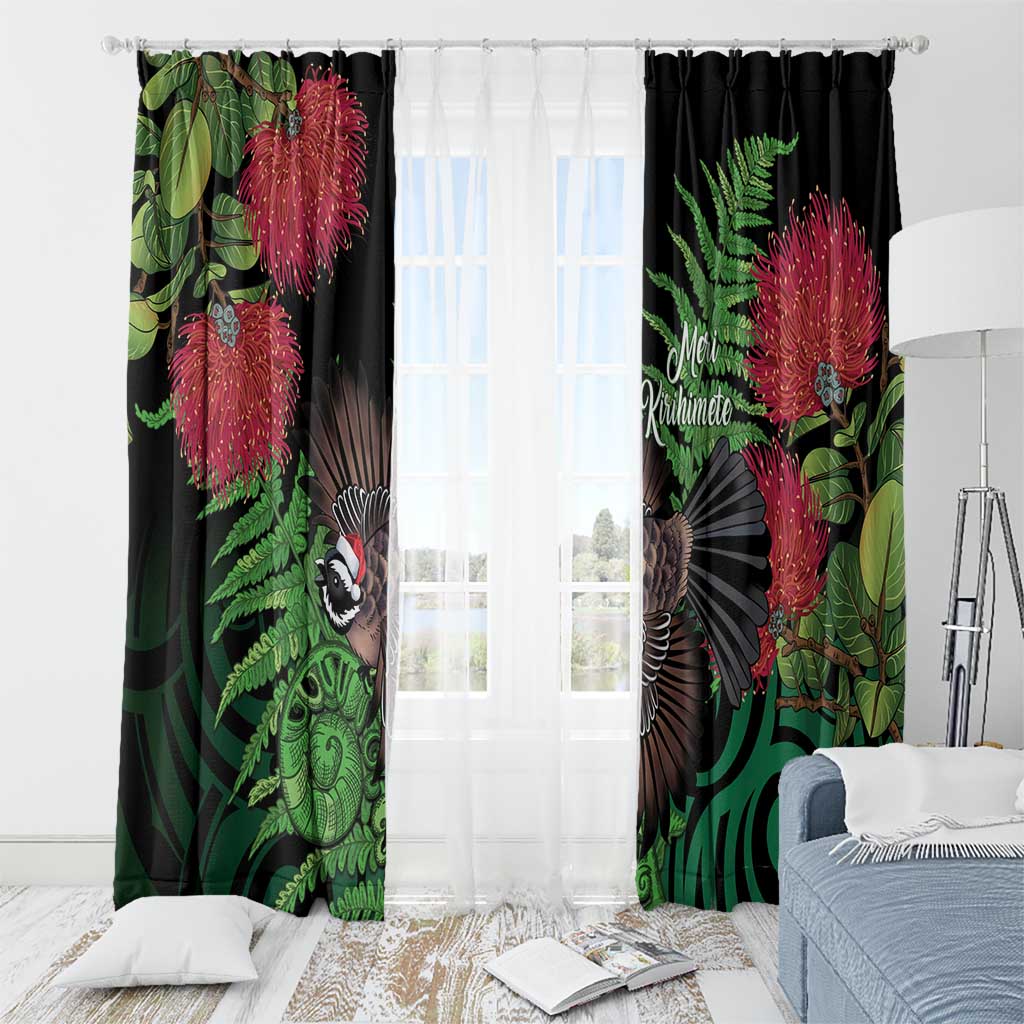 Meri Kirihimete New Zealand Window Curtain Piwakawaka Koru Fern Mix Pohutukawa - Aussie Hoodie