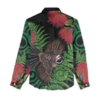 Meri Kirihimete New Zealand Women Casual Shirt Piwakawaka Koru Fern Mix Pohutukawa - Aussie Hoodie