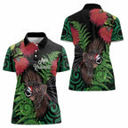 Meri Kirihimete New Zealand Women Polo Shirt Piwakawaka Koru Fern Mix Pohutukawa - Aussie Hoodie