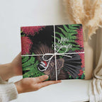 Meri Kirihimete New Zealand Wrapping Paper Piwakawaka Koru Fern Mix Pohutukawa - Aussie Hoodie