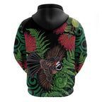 Meri Kirihimete New Zealand Zip Hoodie Piwakawaka Koru Fern Mix Pohutukawa - Aussie Hoodie