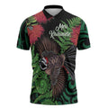 Meri Kirihimete New Zealand Zipper Polo Shirt Piwakawaka Koru Fern Mix Pohutukawa - Aussie Hoodie