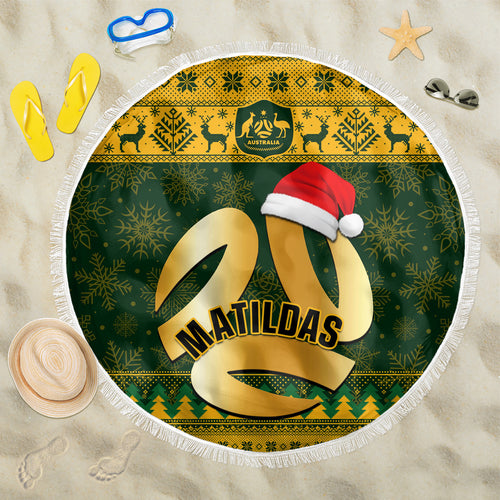 personalised-australia-matildas-christmas-beach-blanket-merry-xmas-2023-national-color