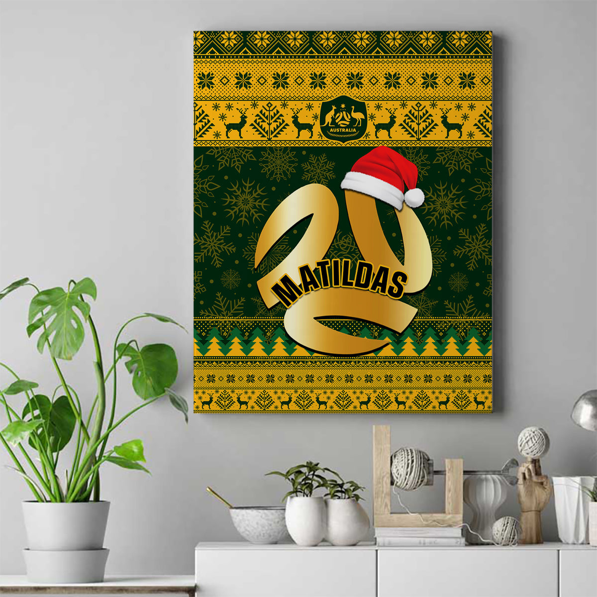 personalised-australia-matildas-christmas-canvas-wall-art-merry-xmas-2023-national-color
