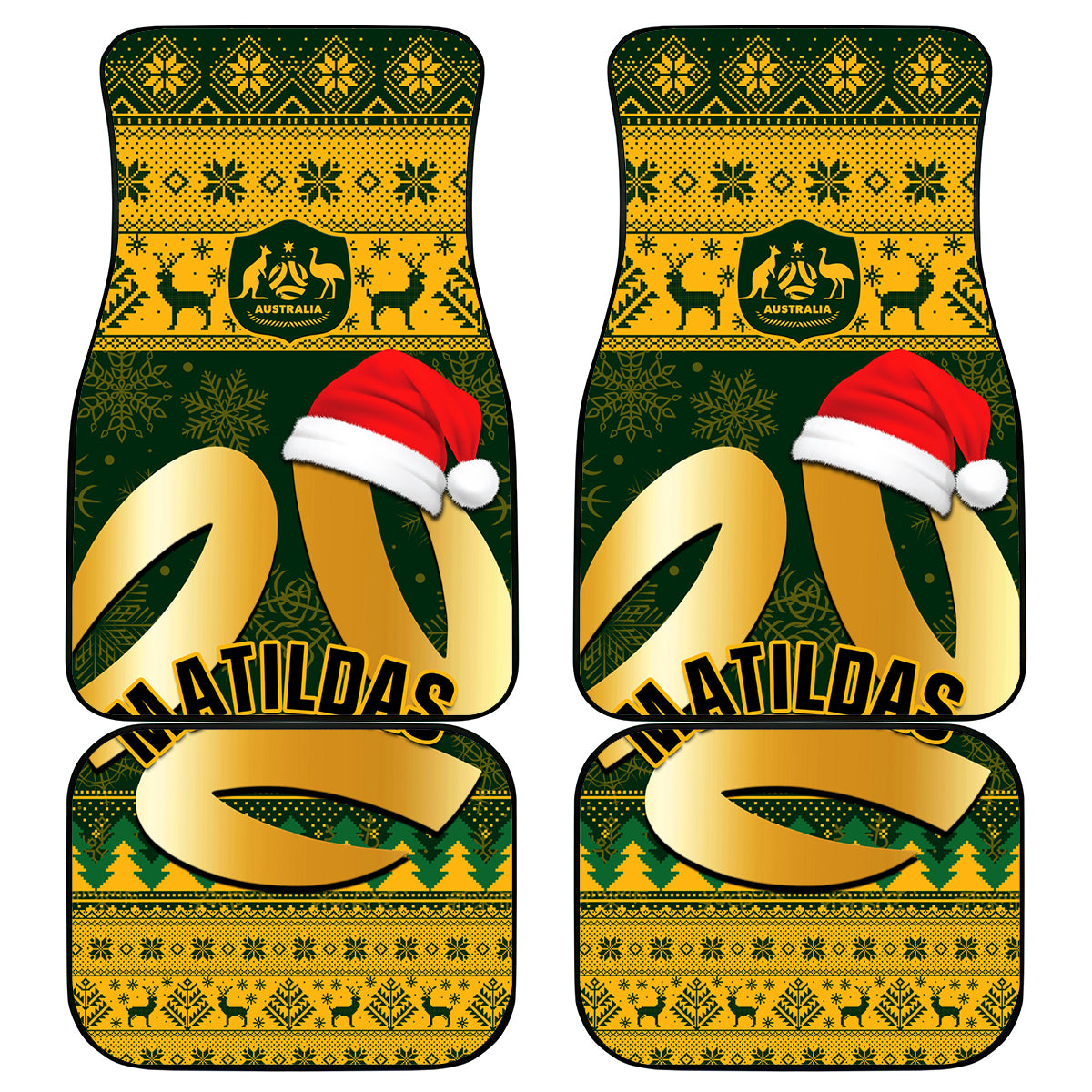 personalised-australia-matildas-christmas-car-mats-merry-xmas-2023-national-color