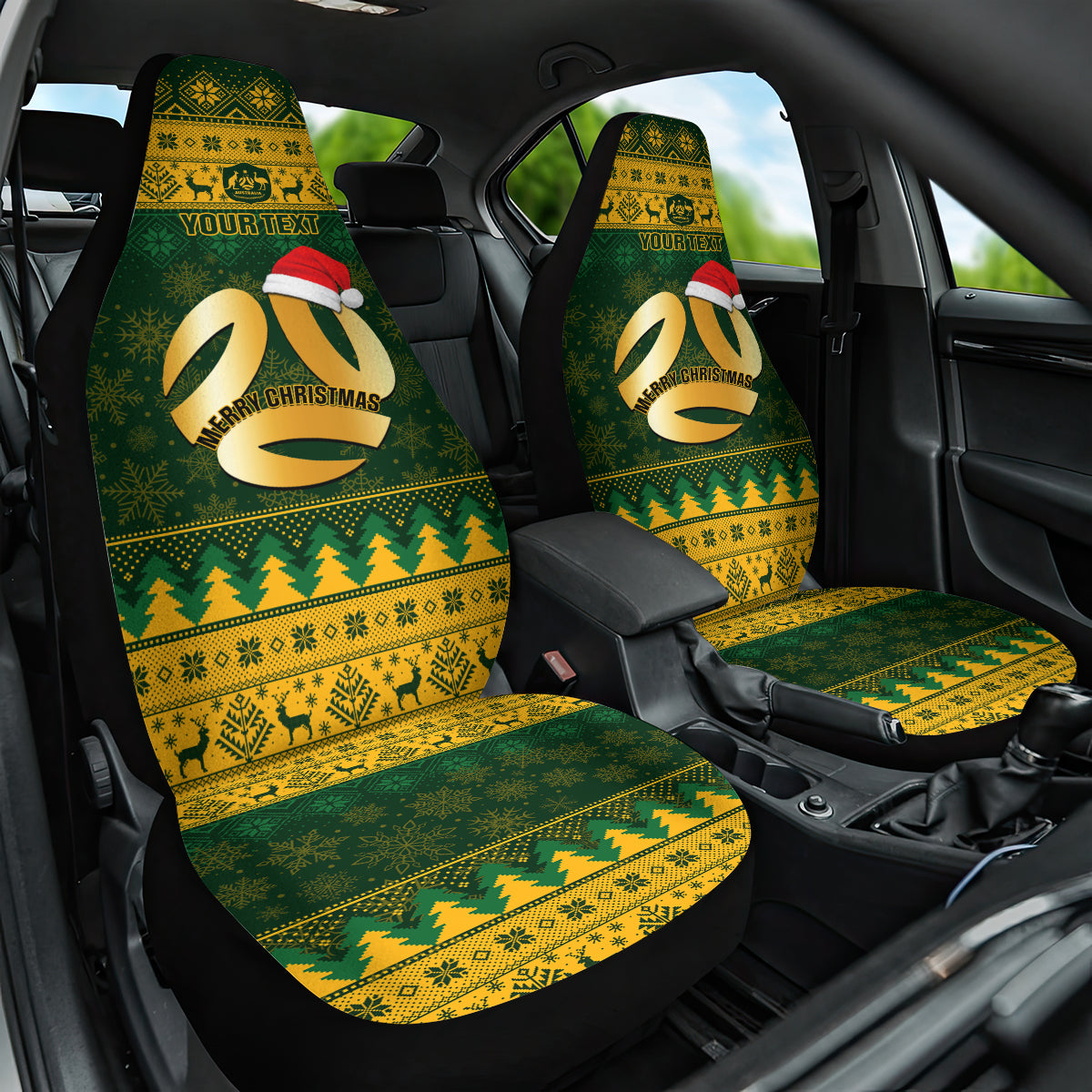 personalised-australia-matildas-christmas-car-seat-cover-merry-xmas-2023-national-color