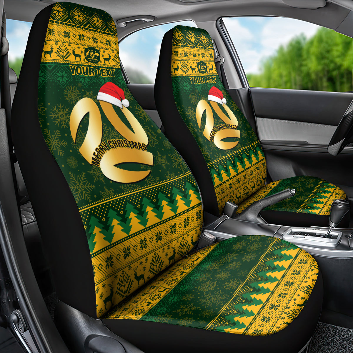 personalised-australia-matildas-christmas-car-seat-cover-merry-xmas-2023-national-color