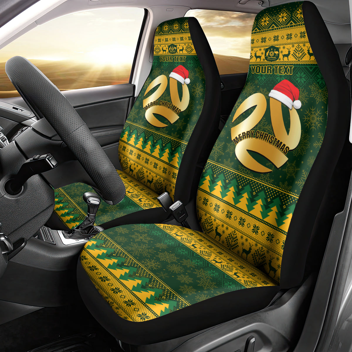 personalised-australia-matildas-christmas-car-seat-cover-merry-xmas-2023-national-color