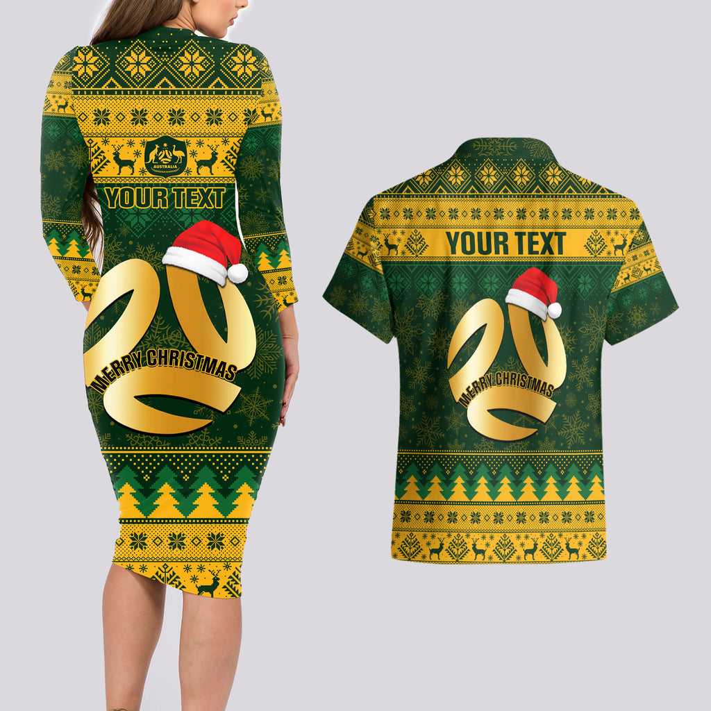 personalised-australia-matildas-christmas-couples-matching-long-sleeve-bodycon-dress-and-hawaiian-shirt-merry-xmas-2023-national-color