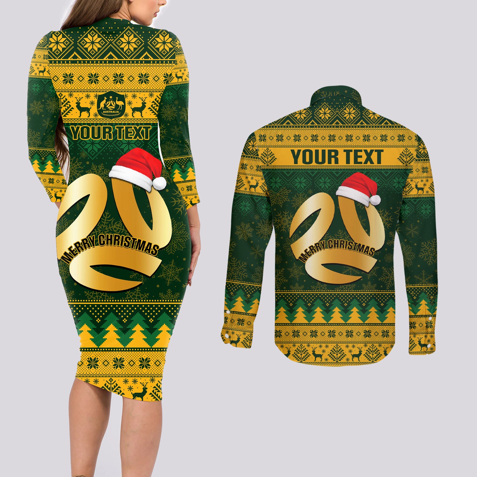 personalised-australia-matildas-christmas-couples-matching-long-sleeve-bodycon-dress-and-long-sleeve-button-shirts-merry-xmas-2023-national-color