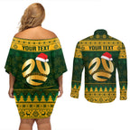 personalised-australia-matildas-christmas-couples-matching-off-shoulder-short-dress-and-long-sleeve-button-shirts-merry-xmas-2023-national-color
