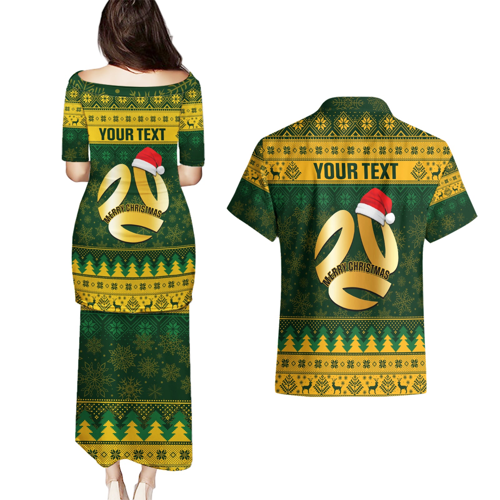 personalised-australia-matildas-christmas-couples-matching-puletasi-dress-and-hawaiian-shirt-merry-xmas-2023-national-color