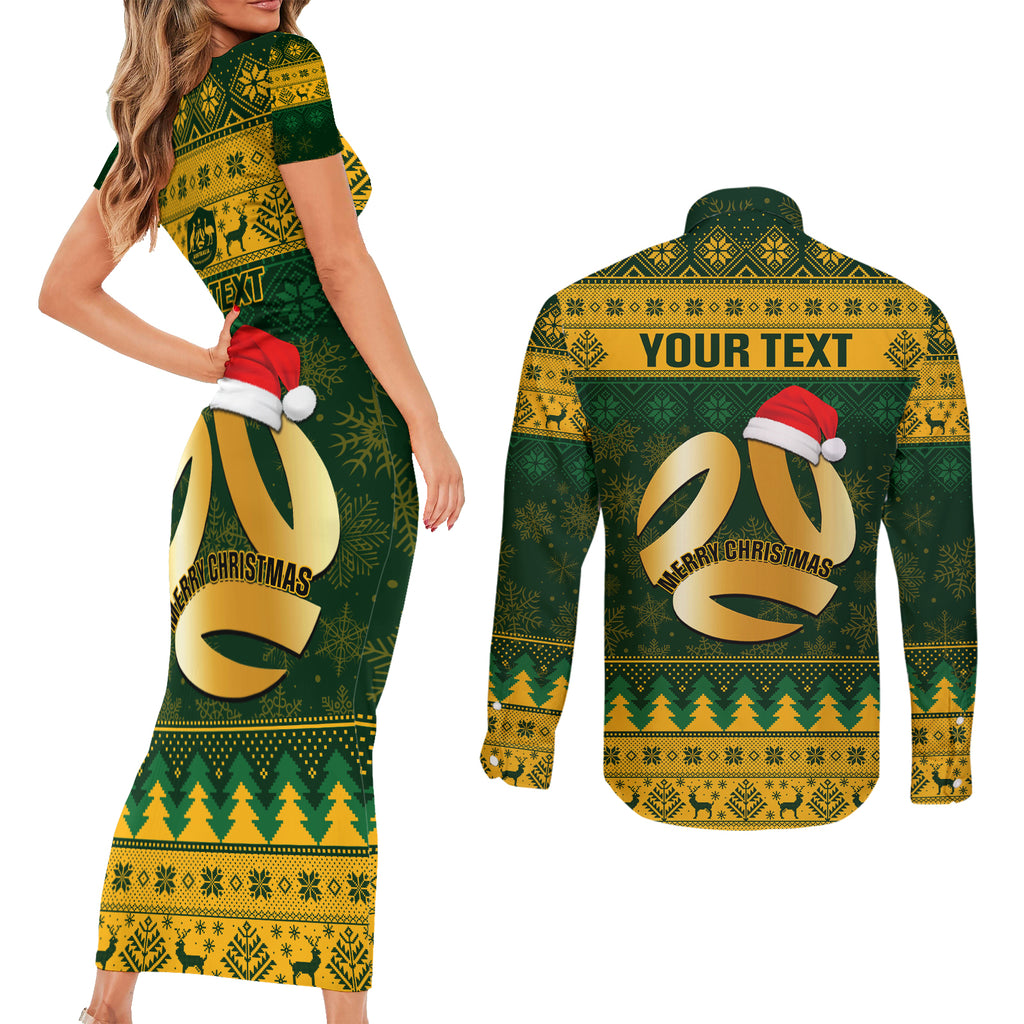 personalised-australia-matildas-christmas-couples-matching-short-sleeve-bodycon-dress-and-long-sleeve-button-shirts-merry-xmas-2023-national-color