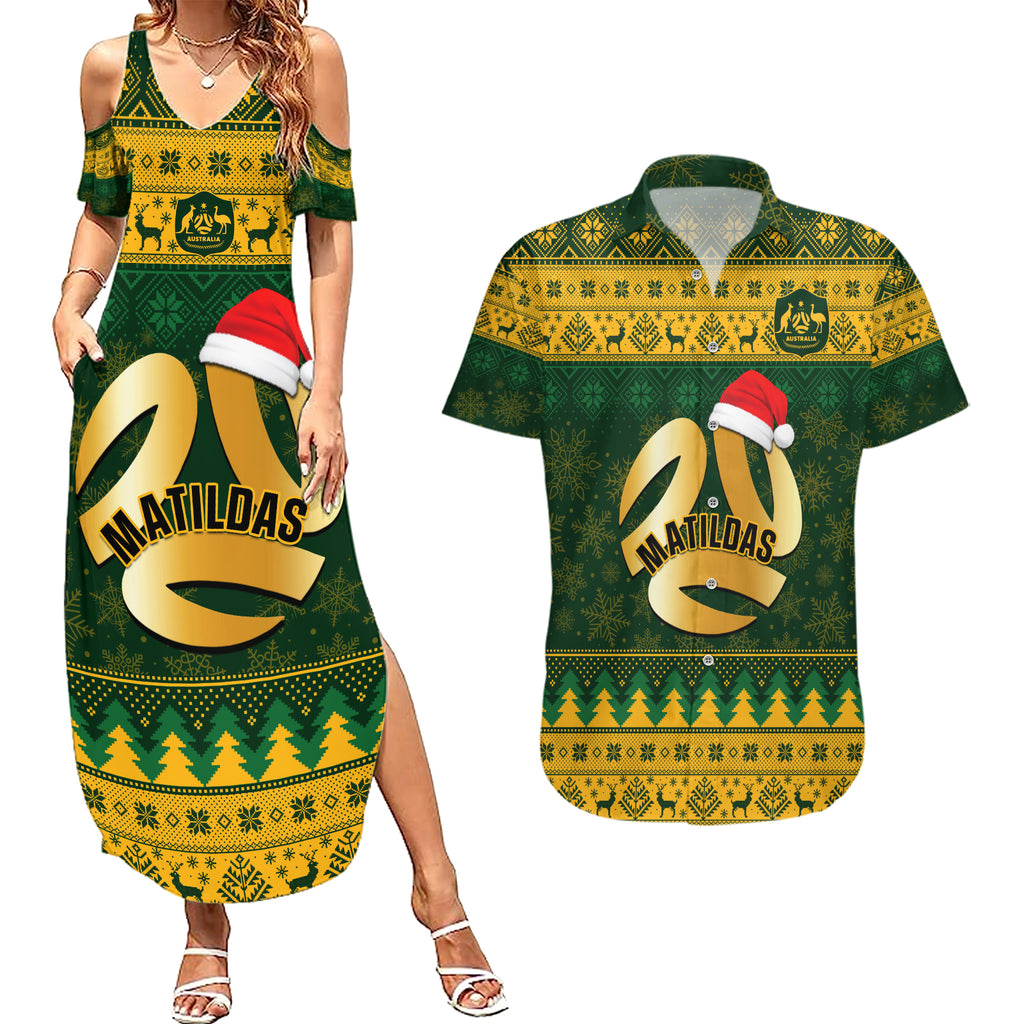 personalised-australia-matildas-christmas-couples-matching-summer-maxi-dress-and-hawaiian-shirt-merry-xmas-2023-national-color